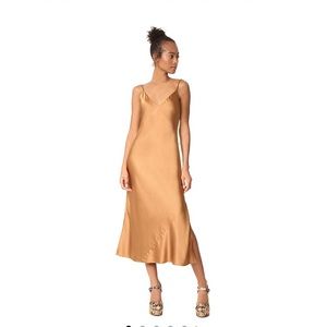 Loveshackfancy Bronze Silk Slip Dress XS with tags